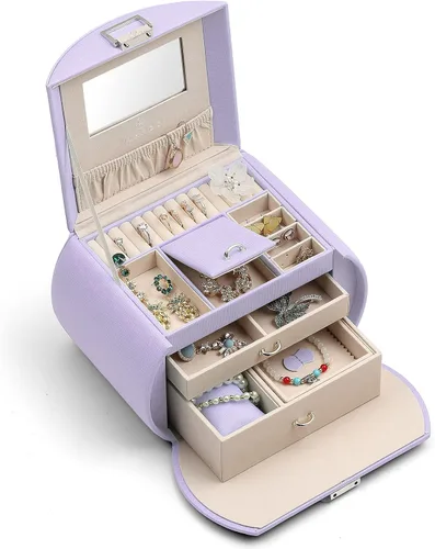 Vista 9 de Vlando Joyero de tamaño mediano, diseño de princesa, regalo fabuloso para niñas (azul)