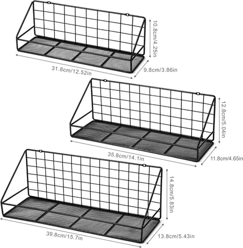 Vista 3 de ROFAY Juego de 3 estantes flotantes, estantes de almacenamiento montados en la pared para dormitorio, sala de estar, baño, cocina, oficina y más