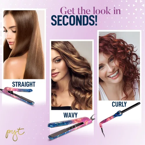 Vista 5 de PYT Lola Tool Kit 1.25 Plancha Plana 1 Varita Curling 0.748 in 1 Mini Plancha De Pelo