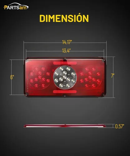 Vista 7 de Partsam 2 luces LED rectangulares para remolque, cámper, caravana, luces traseras triples, luces traseras de marcha atrás, luces traseras de montaje