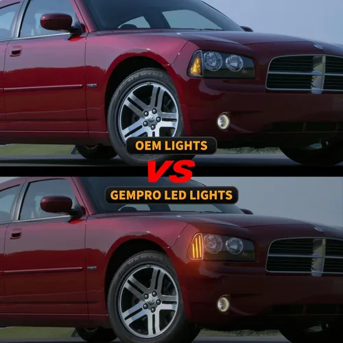 Vista 5 de Gempro Luces LED de esquina delantera lateral para Dodge Charger 2006 2007 2008 2009 2010 lámparas intermitentes, 2 unidades (negro ahumado)