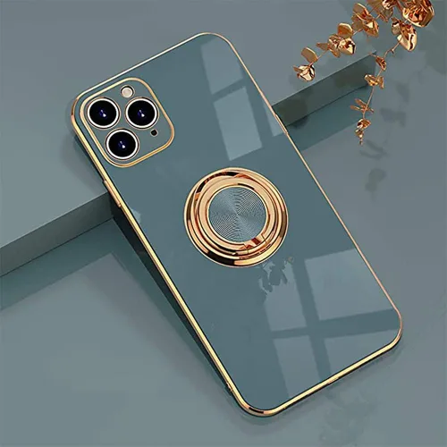 Vista 84 de Compatible con iPhone 11 Kickstand, anillo de rotación de 360 grados integrado con borde de oro rosa brillante que funciona con soporte magnético