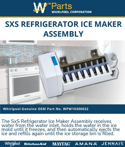 Vista 5 de Whirlpool WPW10300022 Pieza de repuesto para ensamblaje de máquina de hielo para refrigerador SxS OEM genuino, sustituye a W10122556, W10300022