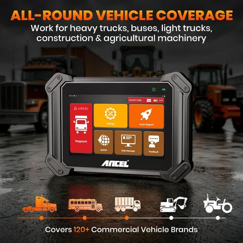Vista 6 de ANCEL V6HD - Escáner de camión resistente, herramienta de diagnóstico diésel de sistema completo con pruebas bidireccionales, regen DPF y más de 40