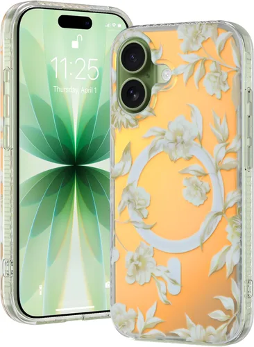 Vista 15 de OOK Magnetic for iPhone 17 Case Clear Pretty Flower Girls Women [Not Yellowing][Screen Protector] [ MagSafe Compatible] with Full Camera Lens