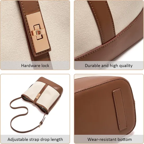 Vista 5 de LAORENTOU Cowhide Leather Women Crossbody Bag Purse Tote Style Handbags Trendy for Ladies