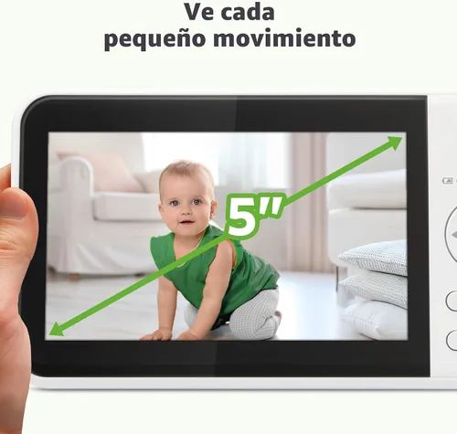 Vista 2 de LeapFrog Monitor de video para bebés: pantalla a color de 5 pulgadas, batería de 31 horas, FHSS seguro sin WiFi, zoom panorámico remoto, visión