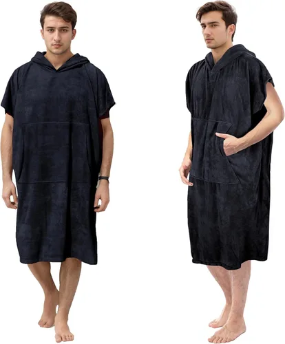 Vista 12 de Catalonia Poncho absorbente de surf para hombres y mujeres, poncho de cambio de toalla de secado rápido, poncho de toalla con capucha para adultos