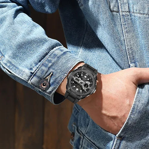 Vista 3 de FORSINING Relojes militares para hombre, reloj deportivo resistente al agua, analógico, digital, reloj deportivo táctico electrónico, relojes