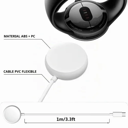 Vista 14 de 2 cables de carga USB C para Google Pixel-Watch 1, soporte magnético de repuesto USB tipo C, para Google Pixel Smartwatch 1