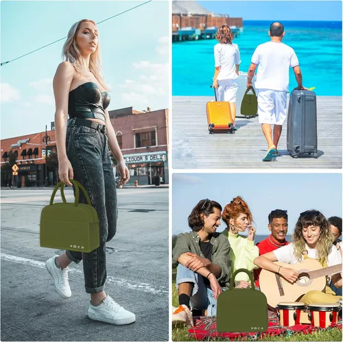 Vista 7 de DALINDA, lonchera con aislamiento reutilizable para mujeres y hombres, bolsa de almuerzo de alta capacidad para viajes, trabajo, picnic, verde