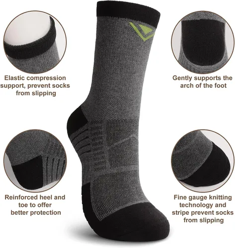 Vista 4 de 3-Pair Hiking Socks Women Men Moisture Wicking Breathable Cotton Cushion Crew Socks for Outdoor Sports Hiking Running Walking
