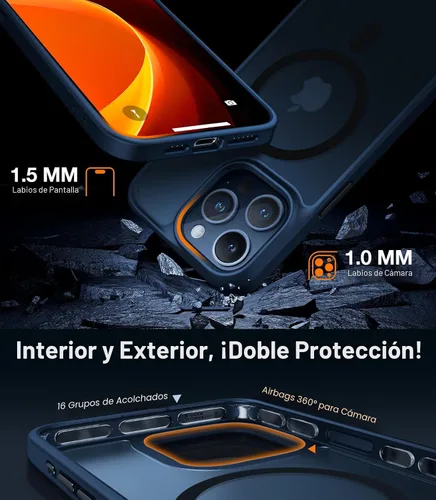 Vista 4 de TORRAS Funda magnética a prueba de golpes para iPhone 15 Pro, [probada contra caídas de grado militar] [compatible con MagSafe] translúcida delgada