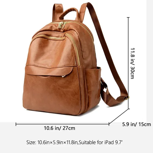 Vista 3 de ZOCILOR Mochila de moda para mujer, diseño multiusos, bolsos convertibles y bolsa de hombro, Marrón