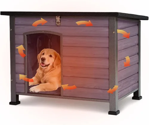 Vista 20 de Casa térmica para perros con aislamiento para exteriores, resistente a la intemperie, con almohadilla térmica controlada por termostato, forro