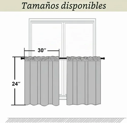 Vista 9 de Simplebrand Ava Aqua - Cortinas cortas opacas de 24 pulgadas, juego de 2 paneles, con bolsillo para cortinero, cortinas de privacidad para ventanas
