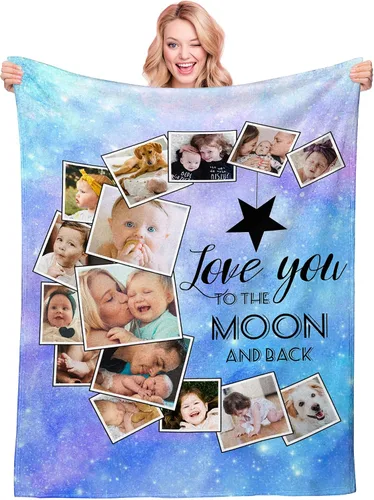 Vista 20 de Manta personalizada con texto fotográfico, manta personalizada con imagen para niños, madres, padres, amantes de mascotas, manta de franela