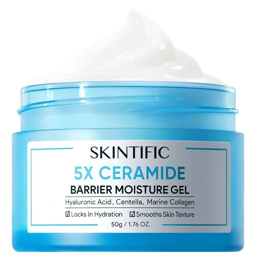 Vista 11 de SKINTIFIC Hidratante facial con 5 ceramidas, crema reparadora de barrera hidratante para pieles sensibles/aceitosas, ácido hialurónico y centella