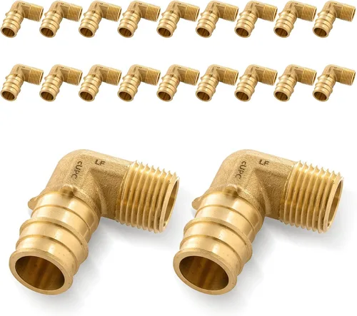 Vista 10 de Paquete de 5 codos NPT macho Seelink de 1/2" PEX-A de expansión x 1/2" Accesorios de expansión PEX-A de latón, para accesorios de tubería