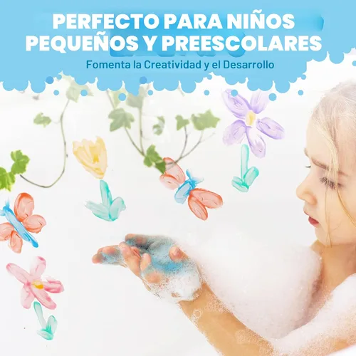 Vista 3 de Tub Works® Jabón de Pintura de Bañera, Juguetes de Baño, Pack Clásico de 6 No Tóxico Pintura de Bañera Lavable para Pintar con los Dedos