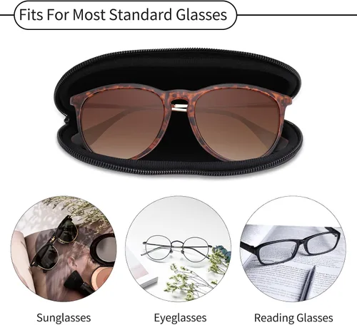 Vista 5 de Hion Sunglasses Case Ultra Light Neoprene Zipper Eyeglass Soft Case with Belt Clip