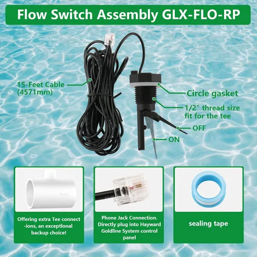 Vista 2 de WENGART GLX-FLO-RP Interruptor de flujo con repuesto en T, compatible con sistemas de sal Hayward Goldline, compatible con AquaRite, ProLogic