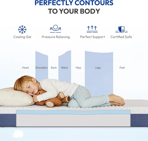 Vista 5 de Gelsea Colchón tamaño individual de 6 pulgadas, colchón de espuma viscoelástica de gel firme en una caja, soporte firme de espalda para alivio