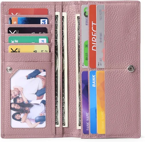 Vista 4 de GOIACII Carteras para mujer bloqueo RFID ultradelgadas cuero real tarjetero de crédito