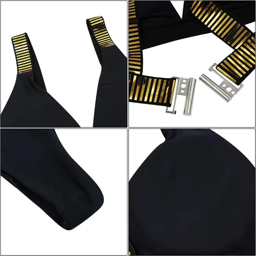 Vista 4 de RARITYUS Traje de baño con purpurina brillante para mujer, bikini con lentejuelas, brasier de cadena brillante, traje de baño sexy