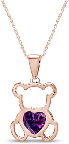 Vista 9 de Collar con colgante de oso de peluche con piedra natal para mujer Simulated Alexandrite