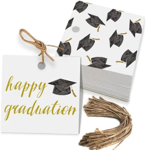 Vista 13 de 50 etiquetas de regalo de graduación, regalos de fiesta de graduación de felicitaciones para escuela secundaria o feliz universidad suministros