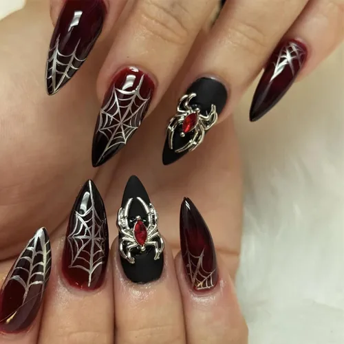 Vista 23 de Uñas postizas a presión marrón café, uñas postizas medianas de almendra, color sólido, cobertura completa, uñas postizas artificiales brillantes