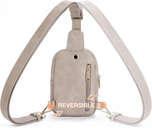 Vista 40 de Telena Riñonera pequeña para mujer, de cuero, cangureras, bolsa de pecho para mujer