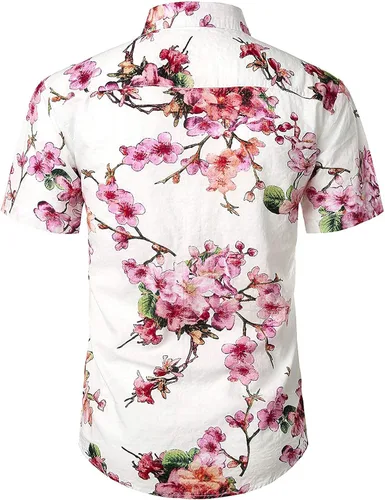 Vista 4 de Jogal - Camisa hawaiana de manga corta con botones para hombre