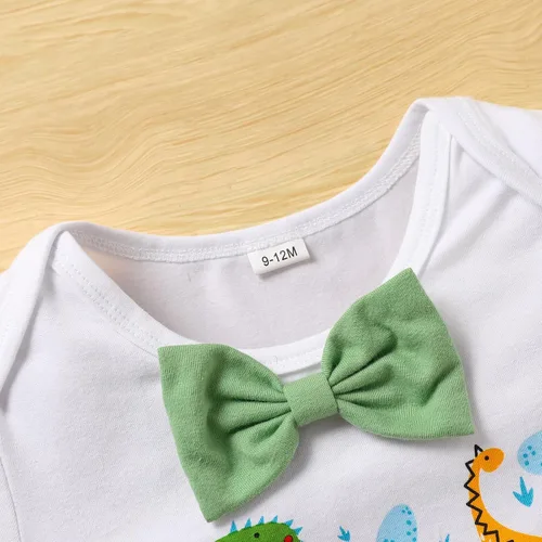 Vista 4 de Conjunto de ropa de manga corta con tirantes ajustables en Y para bebé, para el primer cumpleaños