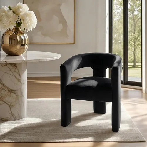Vista 26 de Modernas sillas de comedor, silla de sherpa tapizada de terciopelo con respaldo, silla de tocador Boucle ensamblada cómoda para cocina, comedor