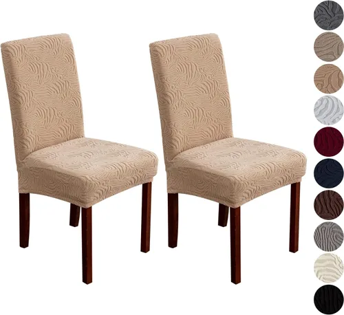 Vista 26 de Fundas para Sillas de Comedor, Fundas para Sillas de Comedor Elásticas Parsons, Protector de Sillas de Cocina para Comedor, Extraíbles, Lavables