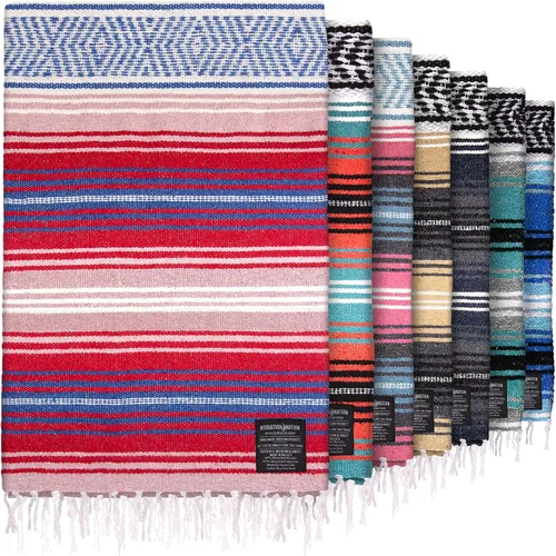 Vista 36 de Hydration Nation Auténtica manta mexicana extra grande (70 x 50 pulgadas), yoga tejida a mano, serape, falsa artesanal, playa, campamento, picnic