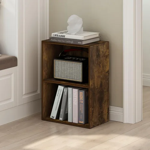 Vista 2 de Furinno LUDER - Estantería de libros, estantería moderna de 2 niveles, estantería abierta de 9 x 16 x 21, para sala de estar, dormitorio, oficina