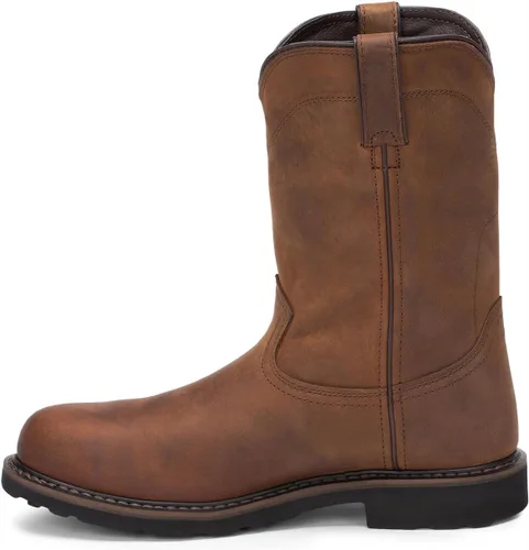 Vista 4 de Justin Wyoming - Botas de trabajo impermeables para hombre, puntera de acero, color marrón, 14 EE EE. UU
