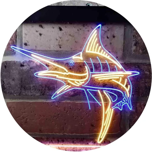 Vista 17 de ADVPRO Marlin Fish Room Man Cave Dual Color LED Neon Sign Blue & Red 12 x 8 Inches st6s32-i3723-br