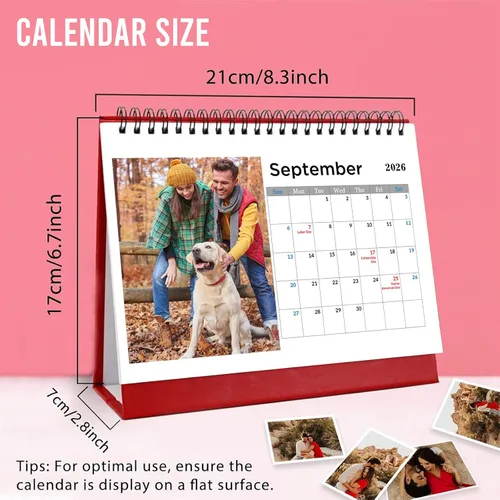 Vista 2 de Calendario de escritorio personalizado 2026 con tu foto, calendario mensual de 13 imágenes, regalo de bricolaje para la escuela, oficina, uso
