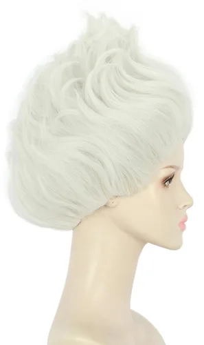 Vista 4 de yuehong Peluca corta blanca de anime con estilo resistente al calor, disfraces de Halloween y cosplay