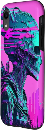 Vista 17 de iPhone 14 Pro Max Cool Retro Alien Sunset Tropical Trippy Vaporwave Sky Art Case