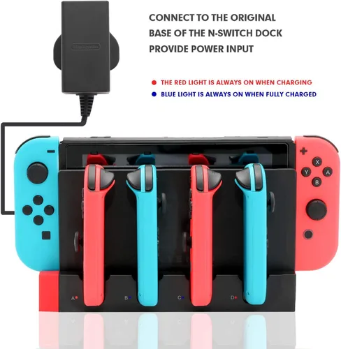 Vista 2 de Cargador para Switch Joy Cons, base de carga para Nintendo Switch Joy Cons