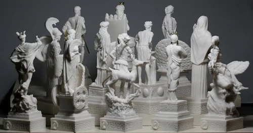 Vista 4 de Conjunto de 12 esculturas de estatua de alabastro de 12 dioses olímpicos griegos