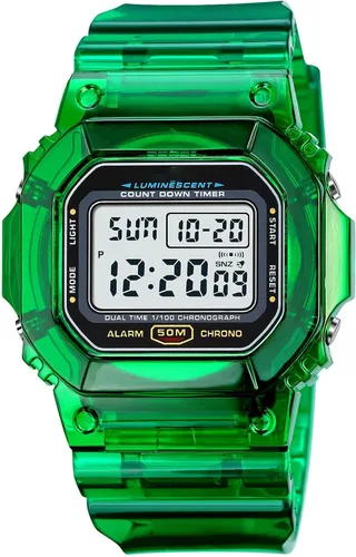 Vista 8 de Gosasa Unisex Square Transparent Digital Watch with Chronograph Timer A Blanco