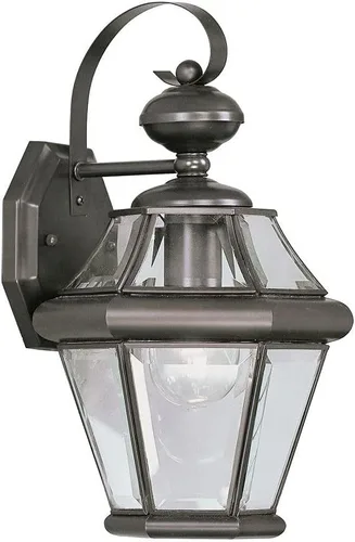 Vista 10 de Livex Lighting 2161-04 Farol de pared para exteriores con pantallas de vidrio biselado transparente, color negro Persianas de vidrio biselado