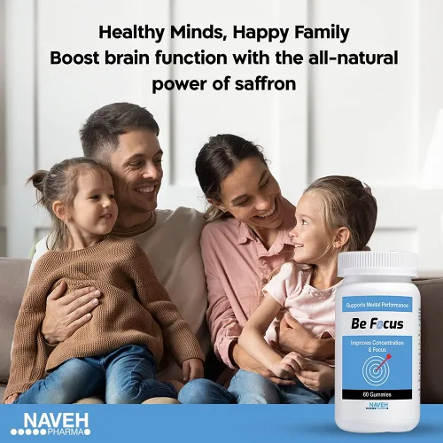 Vista 4 de NAVEH PHARMA Be Focus Suplemento de enfoque Potenciador natural del cerebro para niños y adultos Suplementos de azafrán de 30 mg Nootrópico