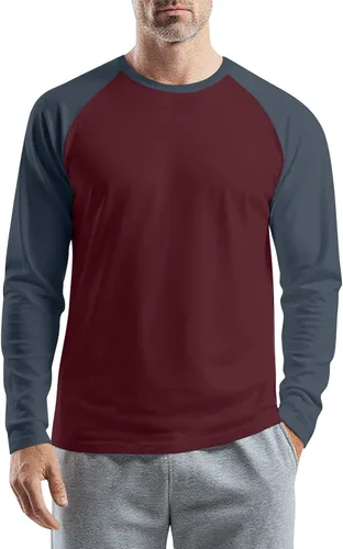 Vista 14 de Camisas de manga larga para hombre, camiseta casual de cuello redondo, suave, elástica, M-3XL